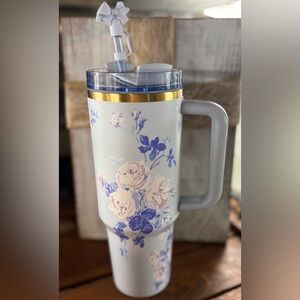 40oz Floral Insulated Tumbler with Handle